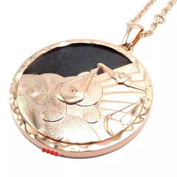 Van Cleef & Arpels Zodiaque18k Rose Gold Libra Pendant Obsidian Necklace Cert. - Picture 9 of 13